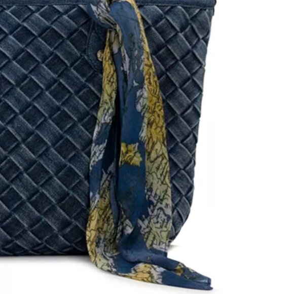 Patricia Nash Viotti Tote with Greek Map Scarf - Washed Woven Denim - NEW - Picture 6 of 8